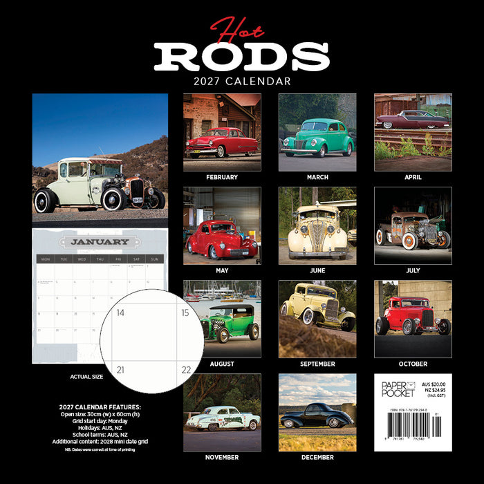 Hot Rods 2027 Square Wall Calendar