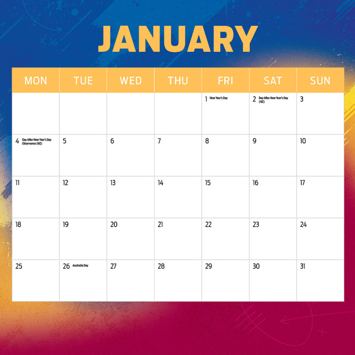 AFL Brisbane Lions 2027 Square Wall Calendar