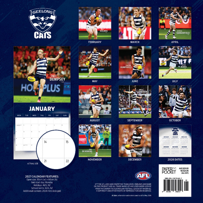 AFL Geelong Cats 2027 Square Wall Calendar