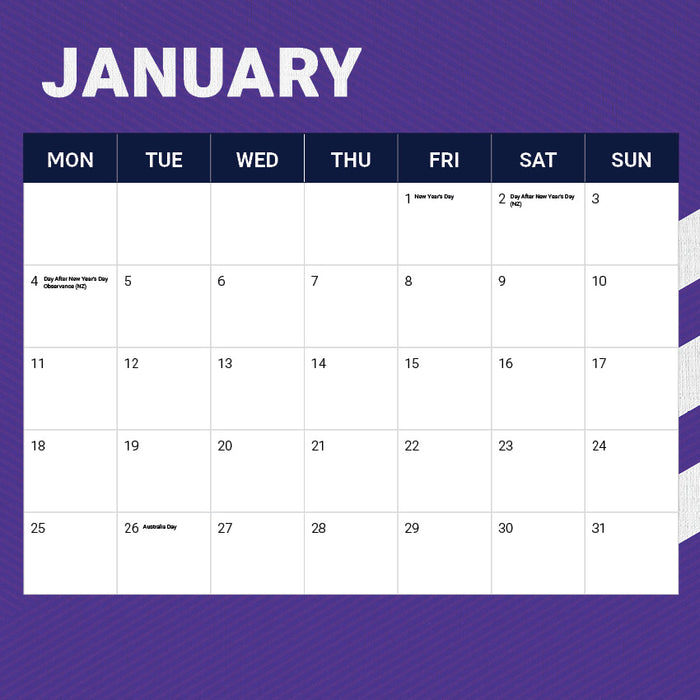 NRL Melbourne Storm 2027 Square Wall Calendar
