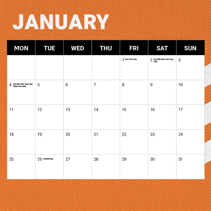 NRL Wests Tigers 2027 Square Wall Calendar