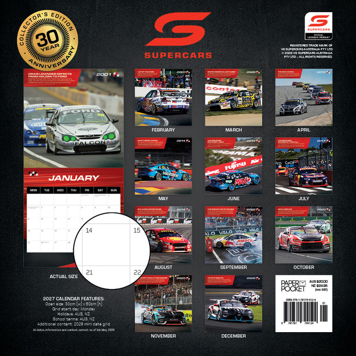 V8 Supercars 2027 Square Wall Calendar
