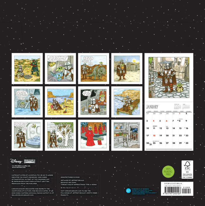 Star Wars Mandalorian Child 2027 Square Wall Calendar