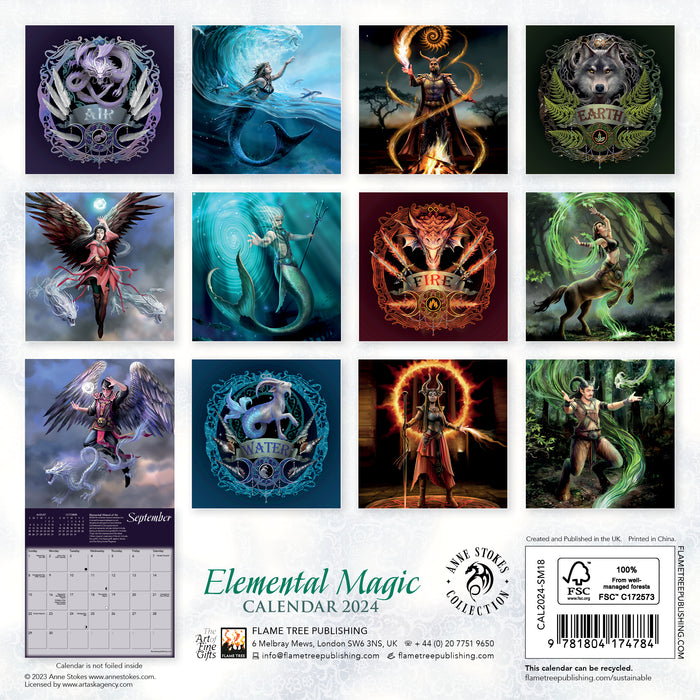 2024 Anne Stokes: Elemental Magic Mini Wall Calendar