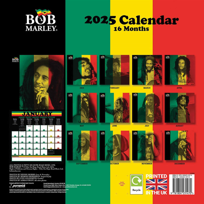 2025 Bob Marley Wall Calendar