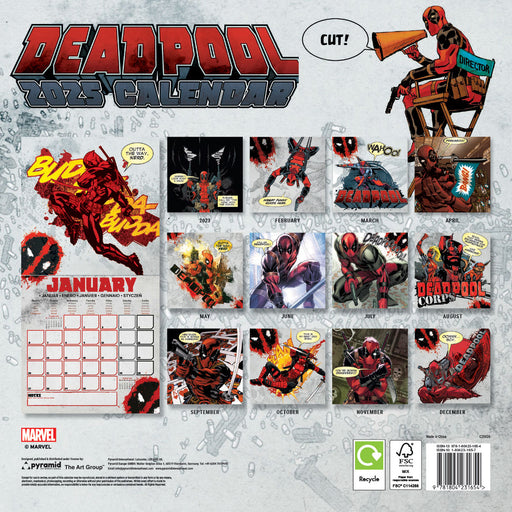 2025 Deadpool Marvel Comic Art Wall Calendar by  Pyramid from Calendar Club