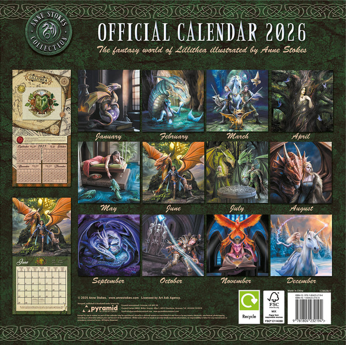 Anne Stokes 2026 Square Wall Calendar
