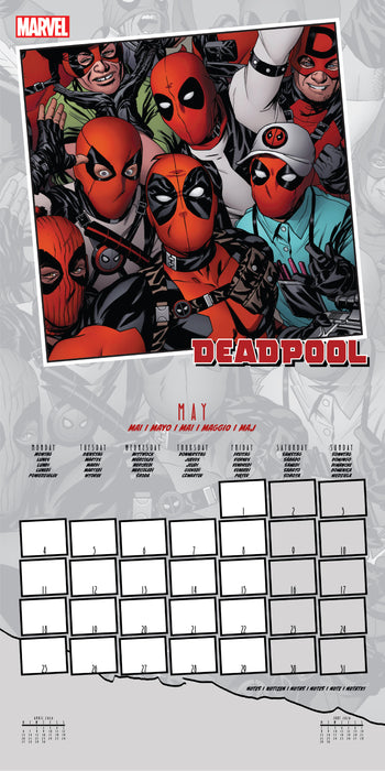Deadpool Marvel Comic Art 2026 Square Wall Calendar