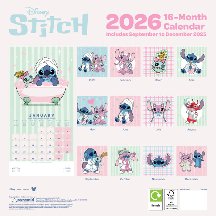 Lilo and Stitch 2026 Square Wall Calendar