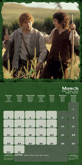 Lord Of The Rings 2026 Square Wall Calendar