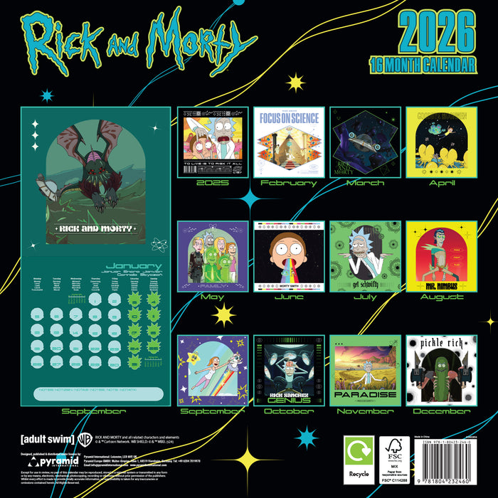 Rick And Morty 2026 Square Wall Calendar
