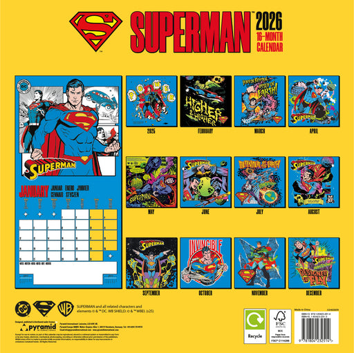 Superman 2026 Square Wall Calendar