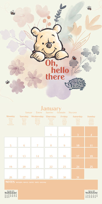 Winnie The Pooh Family 2026 Square Wall Calendar