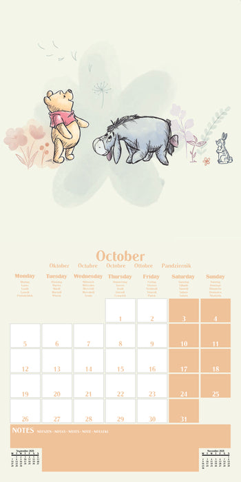 Winnie The Pooh Family 2026 Square Wall Calendar