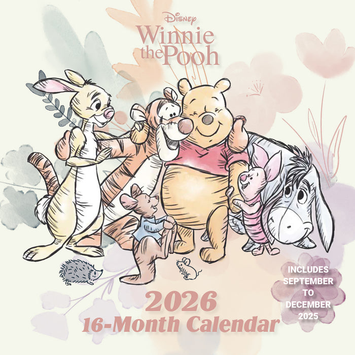Winnie The Pooh Family 2026 Square Wall Calendar