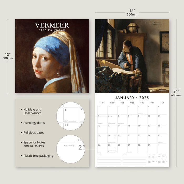 2025 Jan Vermeer Wall Calendar (Online Exclusive)