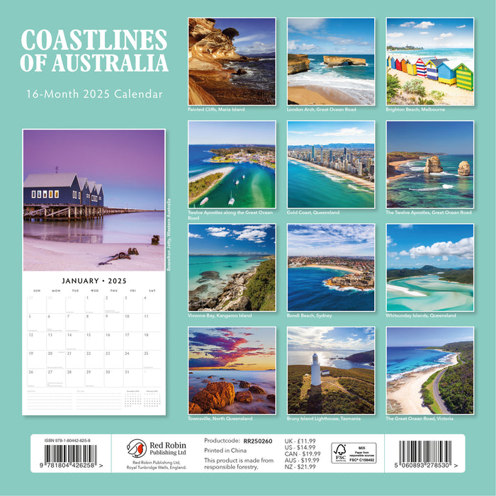 2025 Coastlines of Australia Wall Calendar