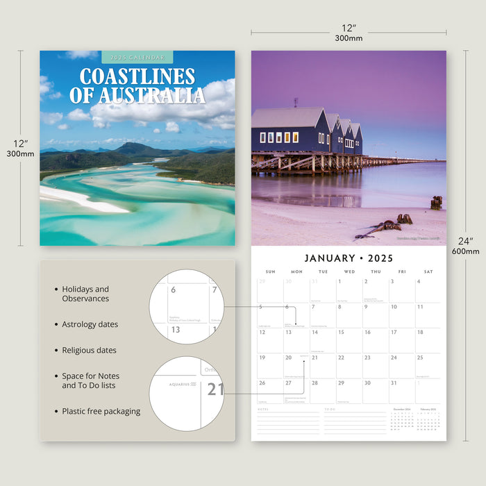 2025 Coastlines of Australia Wall Calendar