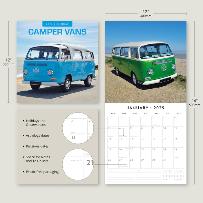 2025 Camper Vans Wall Calendar