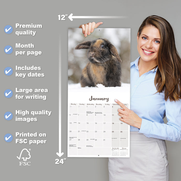 2025 Rabbits Lop Eared Wall Calendar