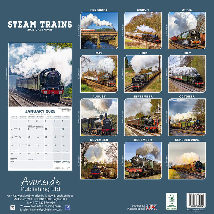 2025 Steam Trains Wall Calendar by  Avonside Publishing Ltd from Calendar Club