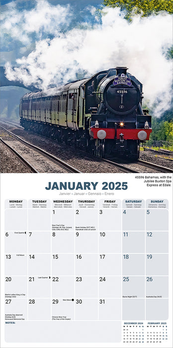 2025 Steam Trains Wall Calendar by  Avonside Publishing Ltd from Calendar Club