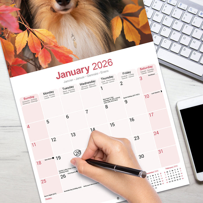 Collie 2026 Square Wall Calendar