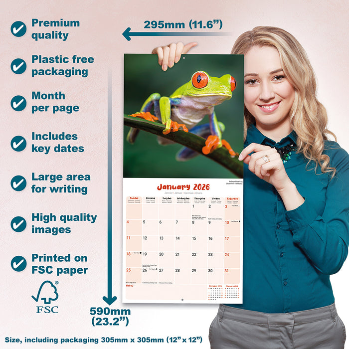 Frogs 2026 Square Wall Calendar