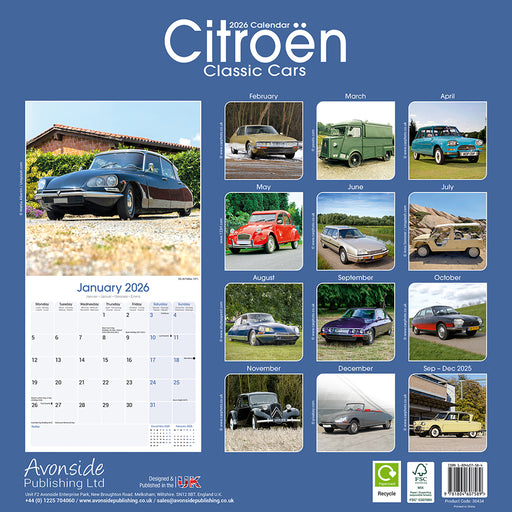 Citroen Classic Cars 2026 Square Wall Calendar (Online Exclusive)