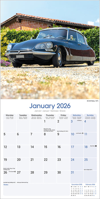 Citroen Classic Cars 2026 Square Wall Calendar (Online Exclusive)