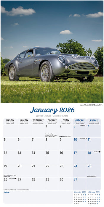 Classic Sports Cars 2026 Square Wall Calendar