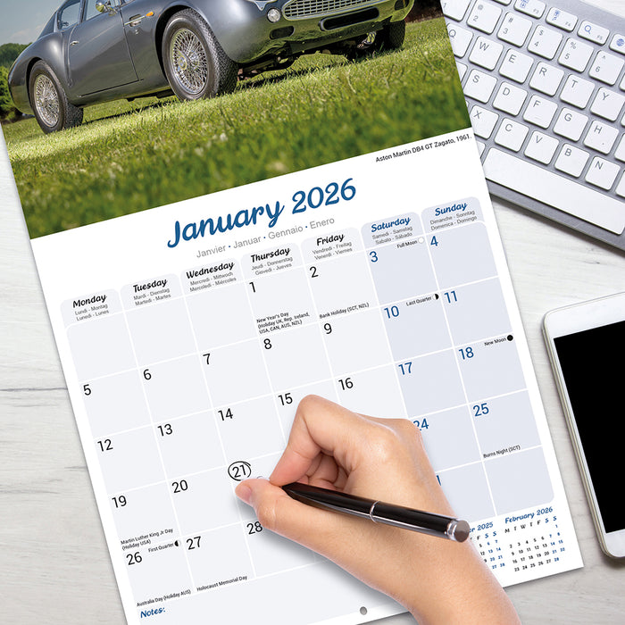 Classic Sports Cars 2026 Square Wall Calendar