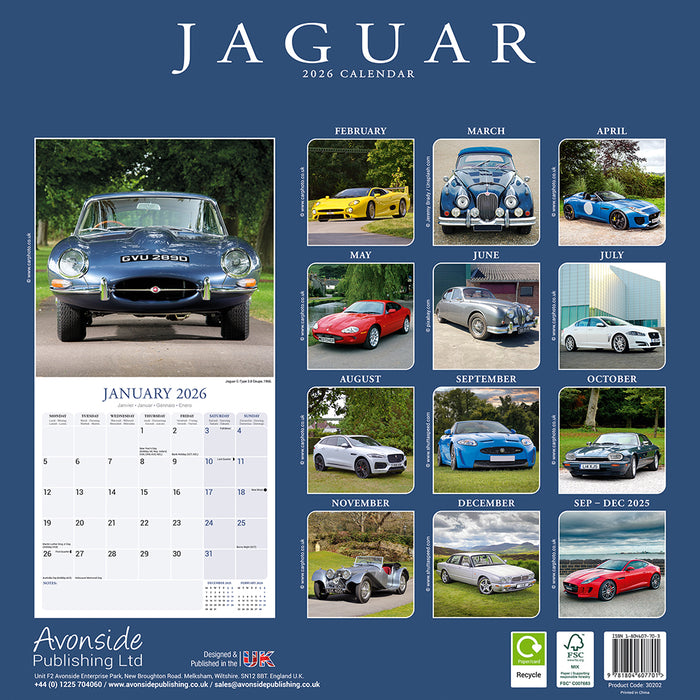 Jaguar 2026 Square Wall Calendar