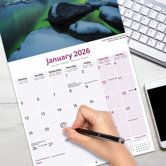 Northern Lights 2026 Square Wall Calendar