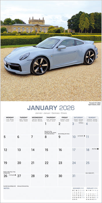 Porsche 2026 Square Wall Calendar