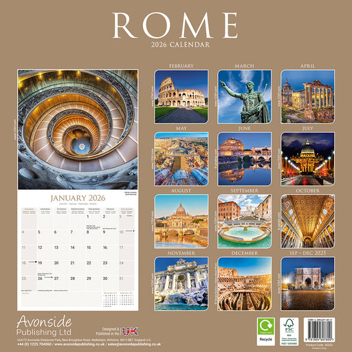 Rome 2026 Square Wall Calendar (Online Exclusive)