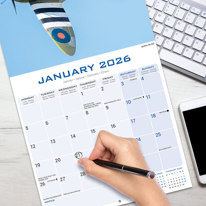 Spitfires 2026 Square Wall Calendar