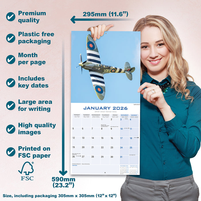 Spitfires 2026 Square Wall Calendar