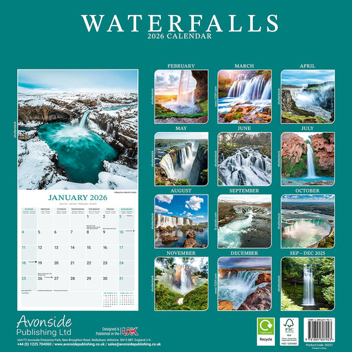 Waterfalls 2026 Square Wall Calendar (Online Exclusive)