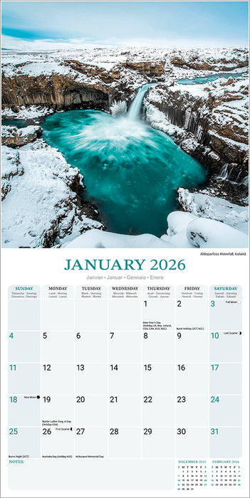 Waterfalls 2026 Square Wall Calendar (Online Exclusive)
