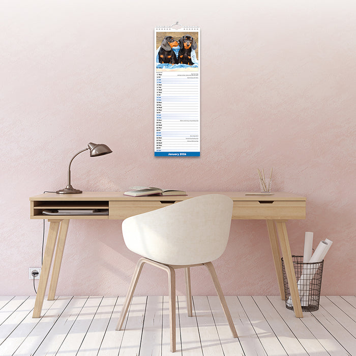 Puppies 2026 Slimline Wall Calendar