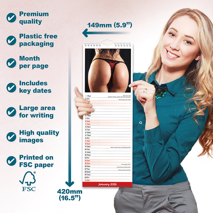 Cheeky Bums 2026 Slimline Wall Calendar