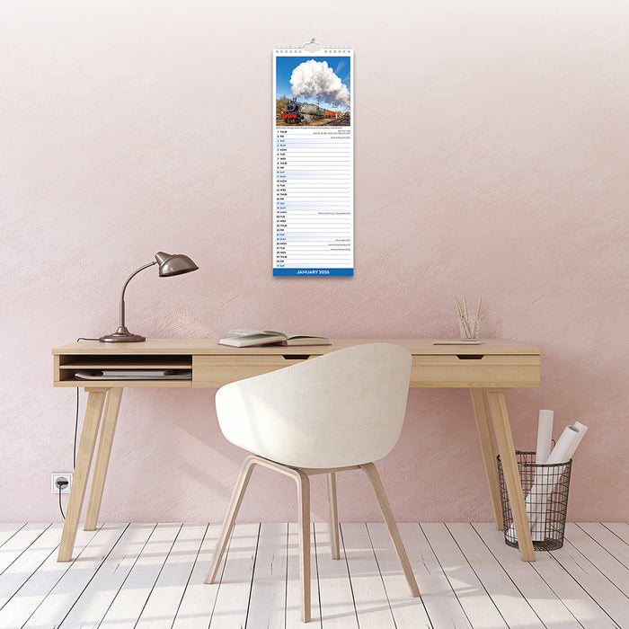 Steam Trains 2026 Slimline Wall Calendar