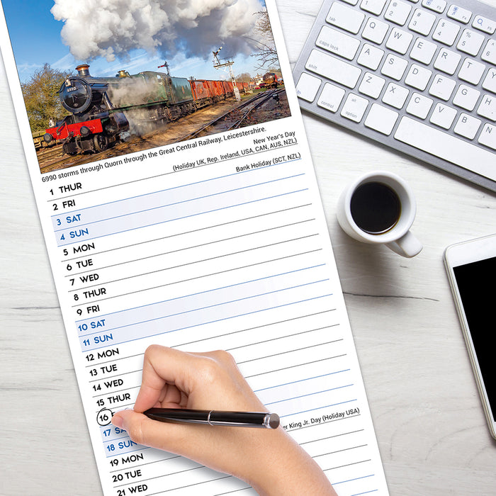 Steam Trains 2026 Slimline Wall Calendar