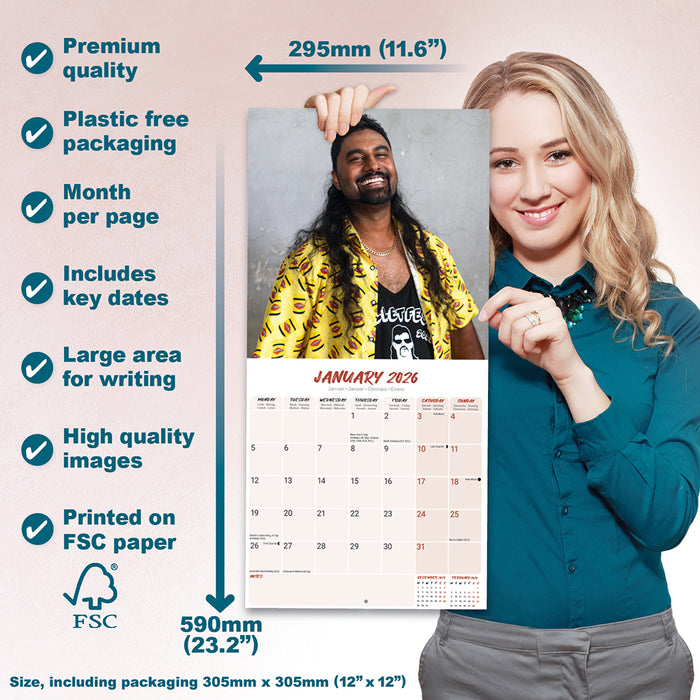 Mullets with Mulletfest 2026 Square Wall Calendar