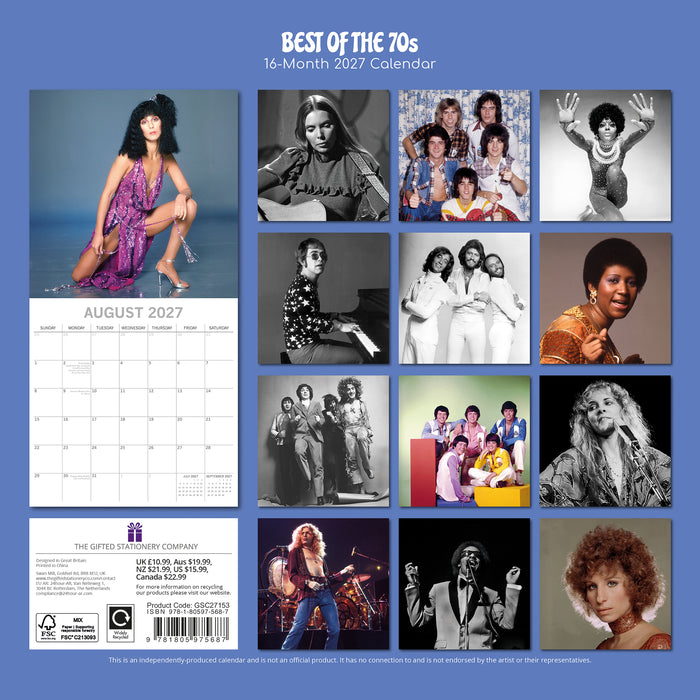 Best of the 70's 2027 Square Wall Calendar
