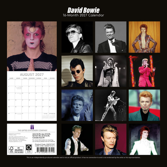 David Bowie 2027 Square Wall Calendar