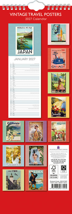 Vintage Travel Posters 2027 Square Wall Calendar