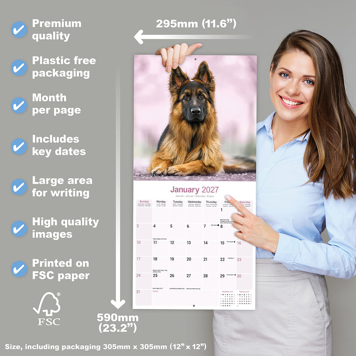 German Shepherd 2027 Square Wall Calendar