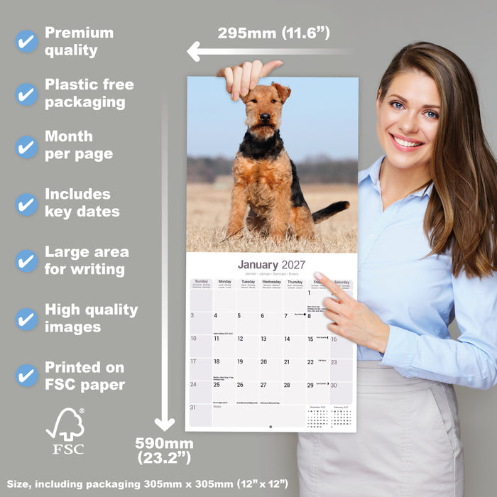 Welsh Terrier 2027 Square Wall Calendar